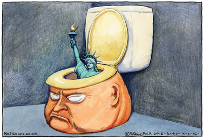 Steve Bell's Trump crapper cartoon