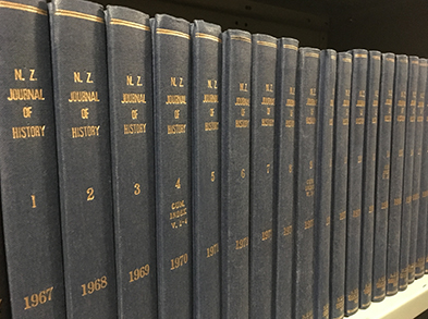 NZ Journal of History volumes on shelf