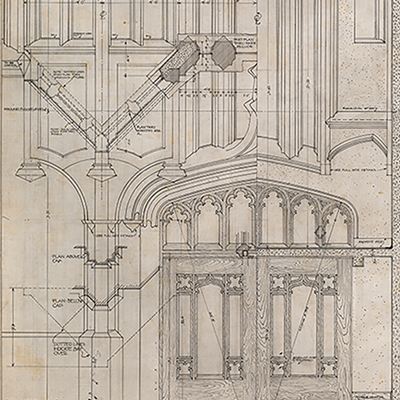 Architectural drawing by Lippincott and Billson (1922). Auckland University College Arts Building sheet 11a.