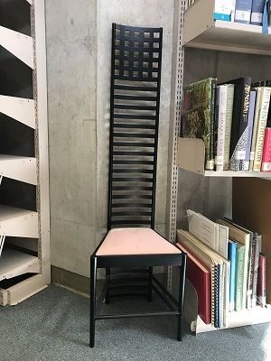 The Hill House chair designed by Charles Rennie Mackintosh in the Architecture and Planning Library