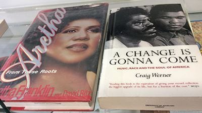 Aretha Franklin and soul music display at the Music and Dance Library