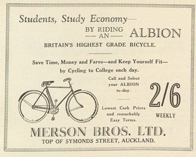 Advertisement for an Albion bike. Kiwi, 1933.