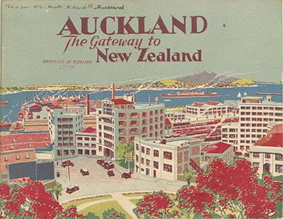Waitematā view from Emily Place Reserve. Auckland: the gateway to New Zealand, 1930, Special Collections NZ Pamphlets 19-060