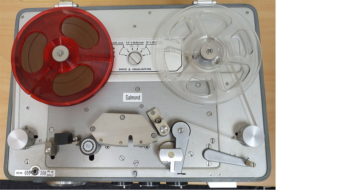 Dame Anne Salmond’s Nagra IV-D tape recorder in the Archive of Māori and Pacific Sound