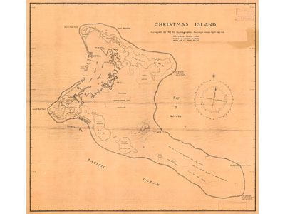 Christmas Island (Kiritimati), 1941. Survey map by N. J. Hill. Digital cartographic collection, Research Services. 