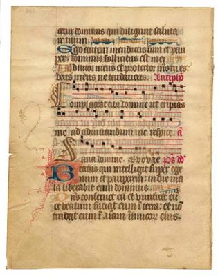 A leaf from a 15th century liturgical psalter
