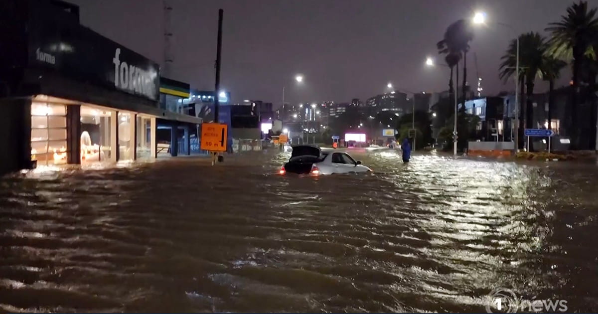 The Strand, Parnell during the Auckland Anniversary weekend floods 2023